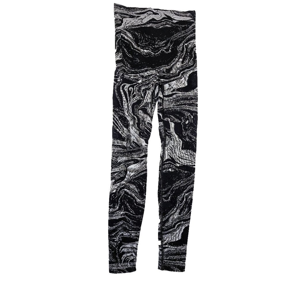 Athleta Black Silver Marble Aurora Shine Seamless Tights Leggings Women Size XXS - Picture 5 of 9